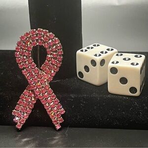 Pink Rhinestone Ribbon Brooch Breast Cancer Awareness